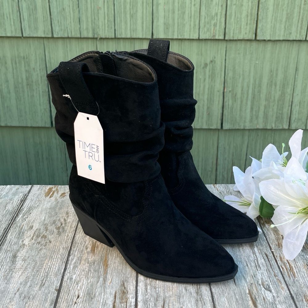 Women's Western Slouch Boots Shoes Black Size 6